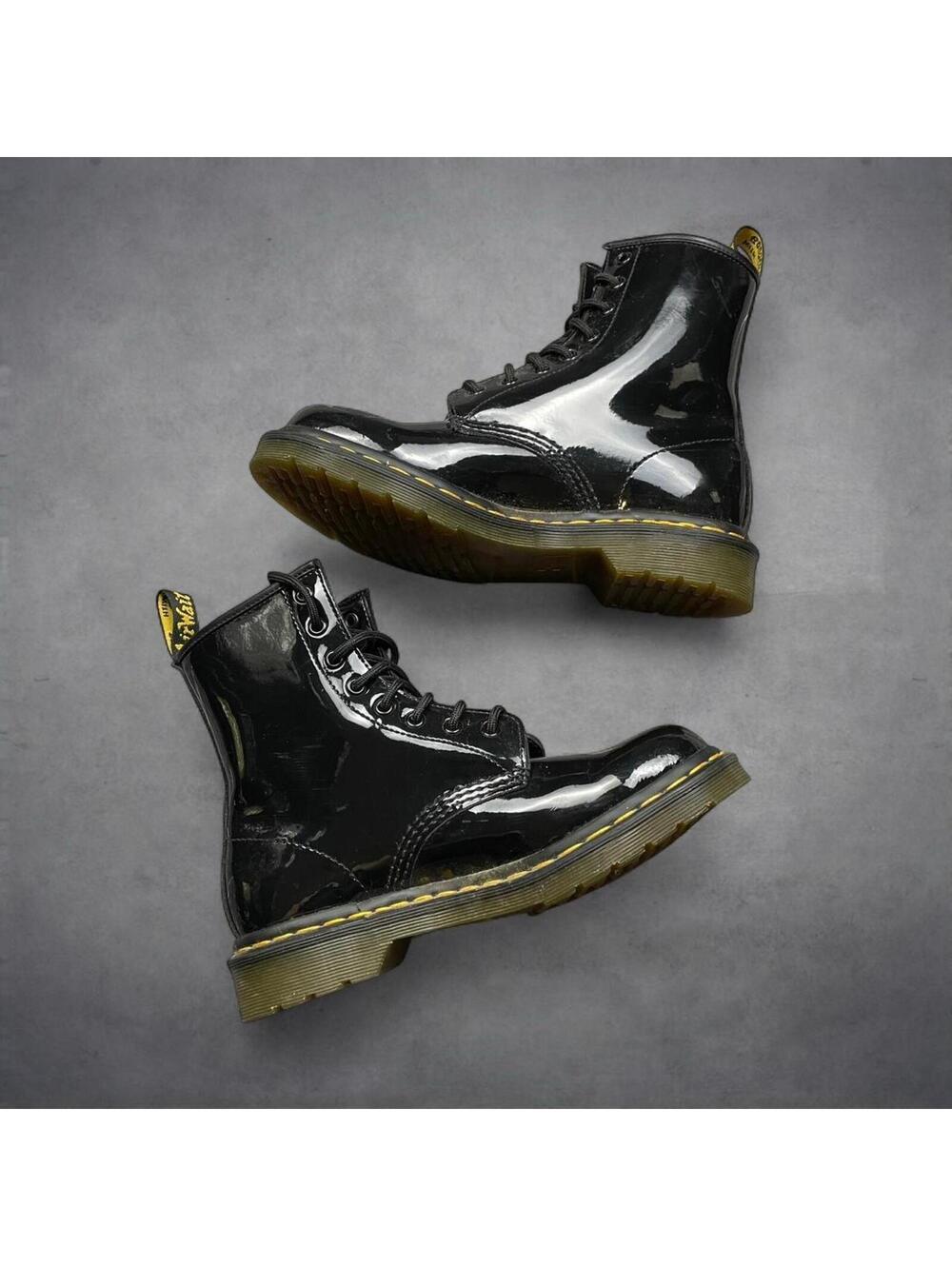 Dr. Martens 1460 Patent Leather Boots Black Womens US 8 UK 6 EU 39 Combat 8-Eye - Picture 3 of 8